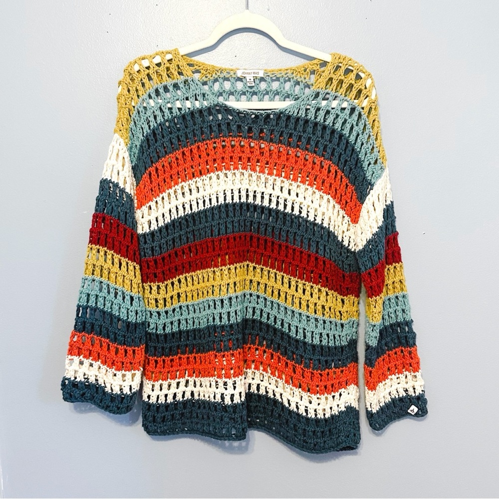 Johnny Was Crochet Striped Relaxed Sweater